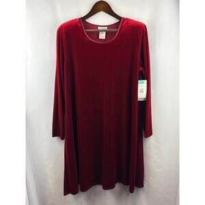 Women’s K.C. Spencer Size 16 Burgundy Velvet Long Sleeve Dress